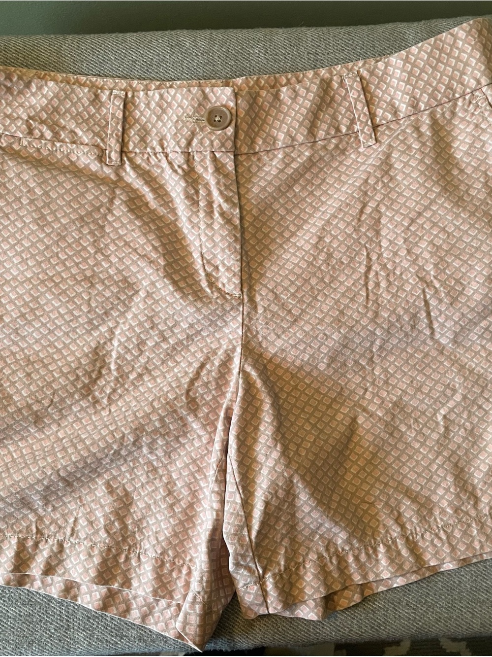 LOFT Light Pink Geometric Print Bermuda Shorts